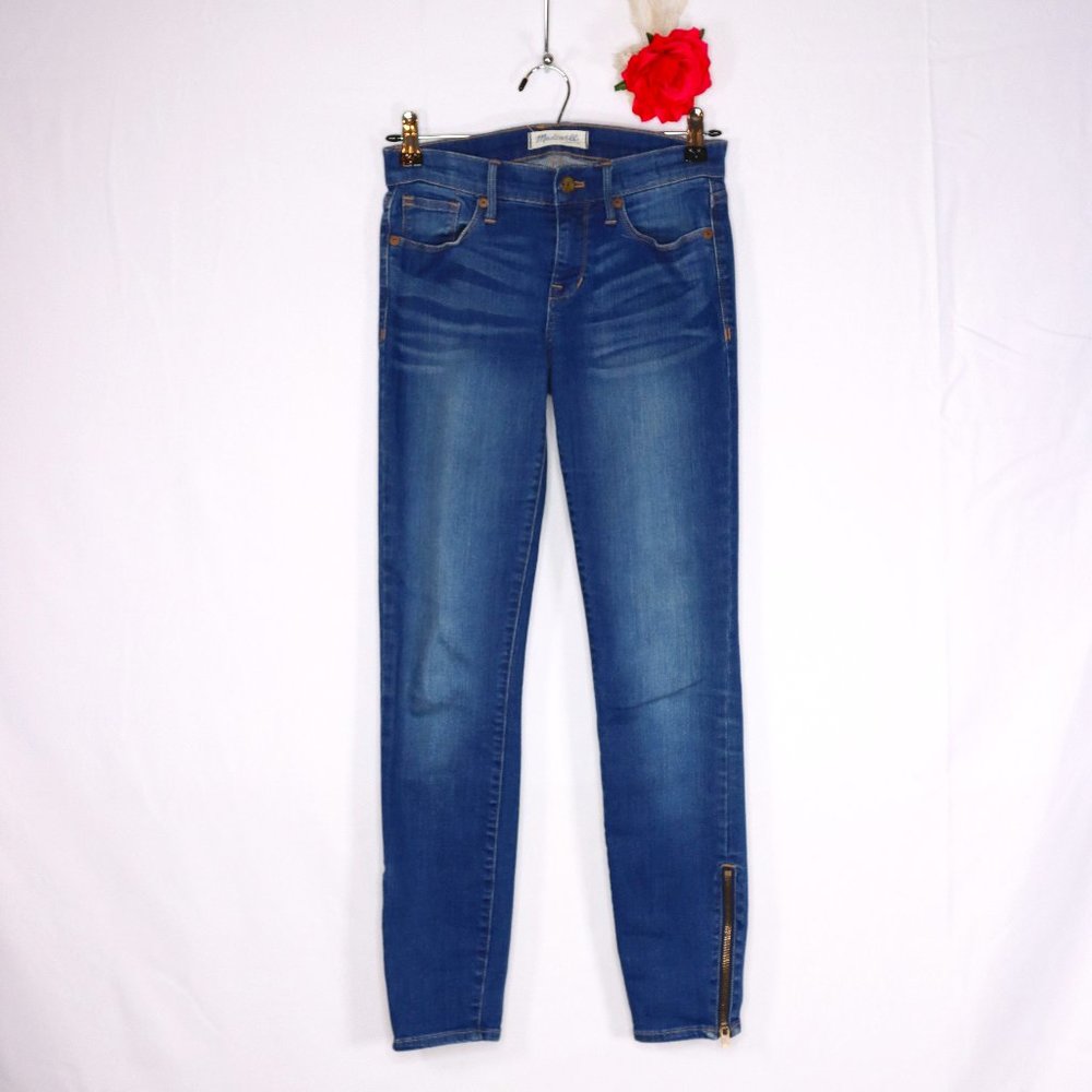 Madewell Jeans Size 25 Blue Medium Wash Mid Rise Skinny Zipper Accent